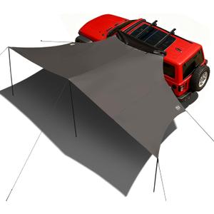 TIMBER RIDGE 19x9.8ft Retractable Car Awning with Blackout Coating, 186ft Roof Rack Pull-Out Sun Shade Overland Camping, UPF50+ Waterproof Sun Shelter for Vehicle/Truck/Jeep/SUV/Van Tan
