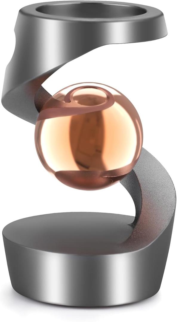 Kinetic Desk Toys, Kinetic Spinning Desk Toy, Desk Fidgets for Office for Adults, Metal Fidget Toys for Kids Teens (Grey Rose Gold)