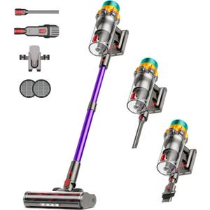 Cordless Vacuum Cleaner, 50KPA 65Mins XL Dust Cup Vacuum Cleaners for Home, Stick Vacuum with Anti-Tangle Brush,LED Display,Self-Standing, Vacuum Cordless for Hardwood Floor, Carpet, Pet Hair (Purple)