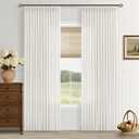 Natural Cream Semi Sheer Pinch Pleated Linen Curtains for Bedroom 86 Inch, 40"W x 86"L