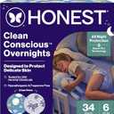 The Honest Company Comfort Dry Overnight Diapers, Up to 12 Hours Protection, Hypoallergenic, FragranceFree, Cozy Cloud + Star Signs, Club Box Size 6 (35+ lbs), 34 Count