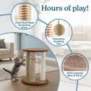 Cat Scratching Post - 3 Scratcher Posts with Carpeted Base Play Area and Perch - Furniture Scratching Deterrent for Indoor Cats by PETMAKER (Brown), Large
