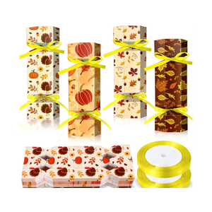 Spakon 60 Pack Crackers No Snap DIY Table Favors Holiday Poppers Kit for Dinner Decoration Gift (Thanksgiving,Pumpkin)