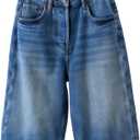 Mens Baggy Jean Shorts Loose Fit Vintage Wide Leg Jorts Y2K Streetwear Hip Hop Casual Long Denim Shorts (36 Regular, Dark Blue)