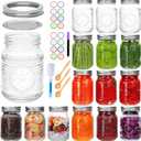 Encheng 16 Pack Regular Mouth Mason Jars 16 oz with Lids,Pint Canning Jars with Metal Lids and Bands, Vintage Glass Mason Jar for Centerpieces,Preserving,Fermenting,Jelly, Jam,Candy, DIY Crafts