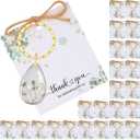 Landical 24 Set Flower Keychain Gifts Bulk Baby Shower Favors Communion Favors for Guests Bridal Shower Thank You Return Gifts Real Baby's Breath Dried Pressed Flower Keychains with Cards