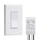 Wireless Light Switch and Receiver Kit, Ortis 300ft RF Range Wireless Wall Switches for Lights, Fans, Battery Included, No Wiring Needed (White)