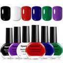 OpenLive 10ml Nail Polish Set 6 Colors Black White Red Deep Blue Dark Green Deep Purple All Seasons Neutral Color Quick Dry Nail Polish Set for Women Salon DIY Nail Art