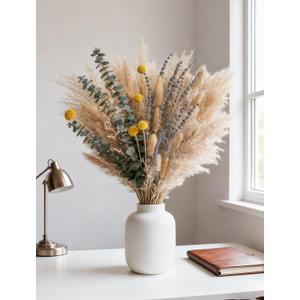 Boho Decor Bouquet - Pampas Grass,Eucalyptus,Lavender,Bunny Tail,Billy Balls 16~17inch Natural Dried Flowers for Home,Living Room,Wedding,Room,Wall Decor