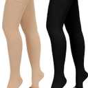 2 Pairs Compression Stockings for Women & Men, 20-30mmHg Thigh High Compression Socks, Open Toe Medical Compression Socks with Silicone Dot Band-Best Support for Nursing Sports Varicose Veins (Large)