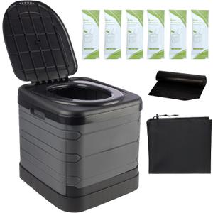 Large Portable Toilet for Adults - 400lb Capacity Portable Camping Toilet for Adults with Lid - Folding Travel Potty for Car Roadtrip, Beach, Camp or Emergency - Camping Essentials by Wakeman Outdoors