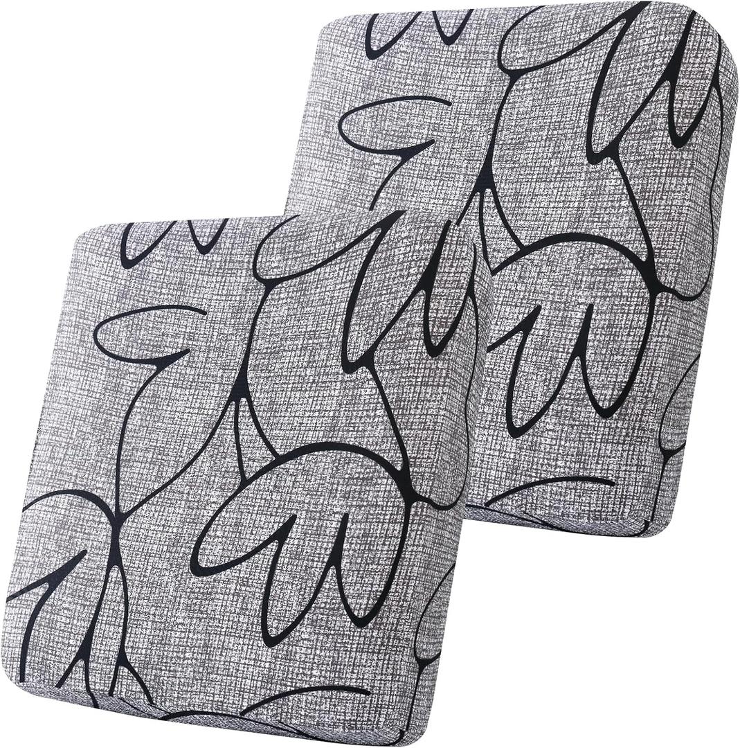 Smiry Printed Couch Cushion Covers, Stretch Soft Couch Covers for Sofa, Washable Non-Slip Sofa Slipcover Furniture Protector for Indoor and Outdoor (2 Pack, Grey and Black)