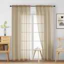 Taupe Sheer Curtains 90 Inches Long 2 Panels, Light Filtering Solid Sheer Curtains for Bedroom Living Room, Lightweight Soft Airy Window Voile Sheer Drapes, Dual Rod Pocket, 2x42Wx90L Inches