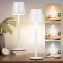 2Pack Cordless Table Lamp, 5200mAh IP54 Waterproof Rechargeable Battery Desk Lamp, 3 Color Stepless Dimming Up, Battery Operated Lamp for Kitchen/Bedside/Outdoor/Restaurant (White)