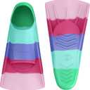 Gintenco Swim Fins, Kids Swim Training Fins for Lap Swimming, Travel Size Flippers with Mesh Bag, Silicone Swimming Fins for Kids Teens Adults Women Men (S(KIDS 2-3/ US Women 3-5), CH07)