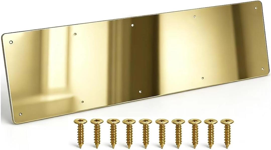 Door Kick Plate, Metal Kickplate for Bottom of Door,6x28 inch Aluminum Metal Plate Rounded Corners for 30" Interior Exterior Doors (Gold Mirror)