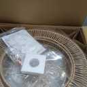 Boho Caged Fandelier with Lights Flush Mount Rattan Ceiling Fan with Lights and Remote Control, Enclosed 6 Speeds Low Profile Fan Light for Bedroom, Living Room, Kitchen