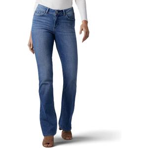 LEE Women's No-Gap Waistband Regular Fit Bootcut Jean with Hidden Pocket, Majestic, 14 Short