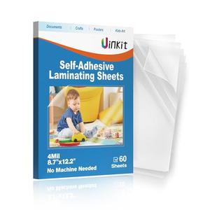 Uinkit 4mil Thick Self Laminating Sheets 8.5 x 11", 60Pack (More Value) Single-Sided Peel & Stick for Teachers, Office & Home Crafting - No Heat Machine Needed