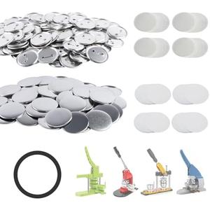 Happizza 100 Sets 75mm(3 inch) Metal Button Supplies,Round Pin Buttons Parts Blank Buttons Making Supplies for Button Maker Machine, Includes Metal Back Cover Shells, Clear Film&Blank Paper&Gasket