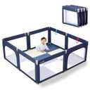 Doradotey Baby Playpen Foldable for Toddlers 1-3, Size and Shape Adjustable Enclosure, 8-Panels Detachable Gate 79x71 Large Indoor Playard, Easy Assembly and Clean, Safety Fence Play Area, Blue