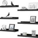 DOLLFIO Floating Shelves Set of 6, Black Wall Shelves with Lip, Display Shelves for Wall Decor, Modern Picture Ledge for Living Room, Bedroom, Nursery, Bathroom, Pictures, Books, Plants- Black