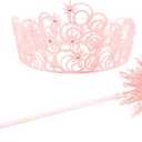 Wicked Glinda Crown and Wand Costume Accessory Set, Official Wicked Crown and Wand with Sparkling Details, One Size