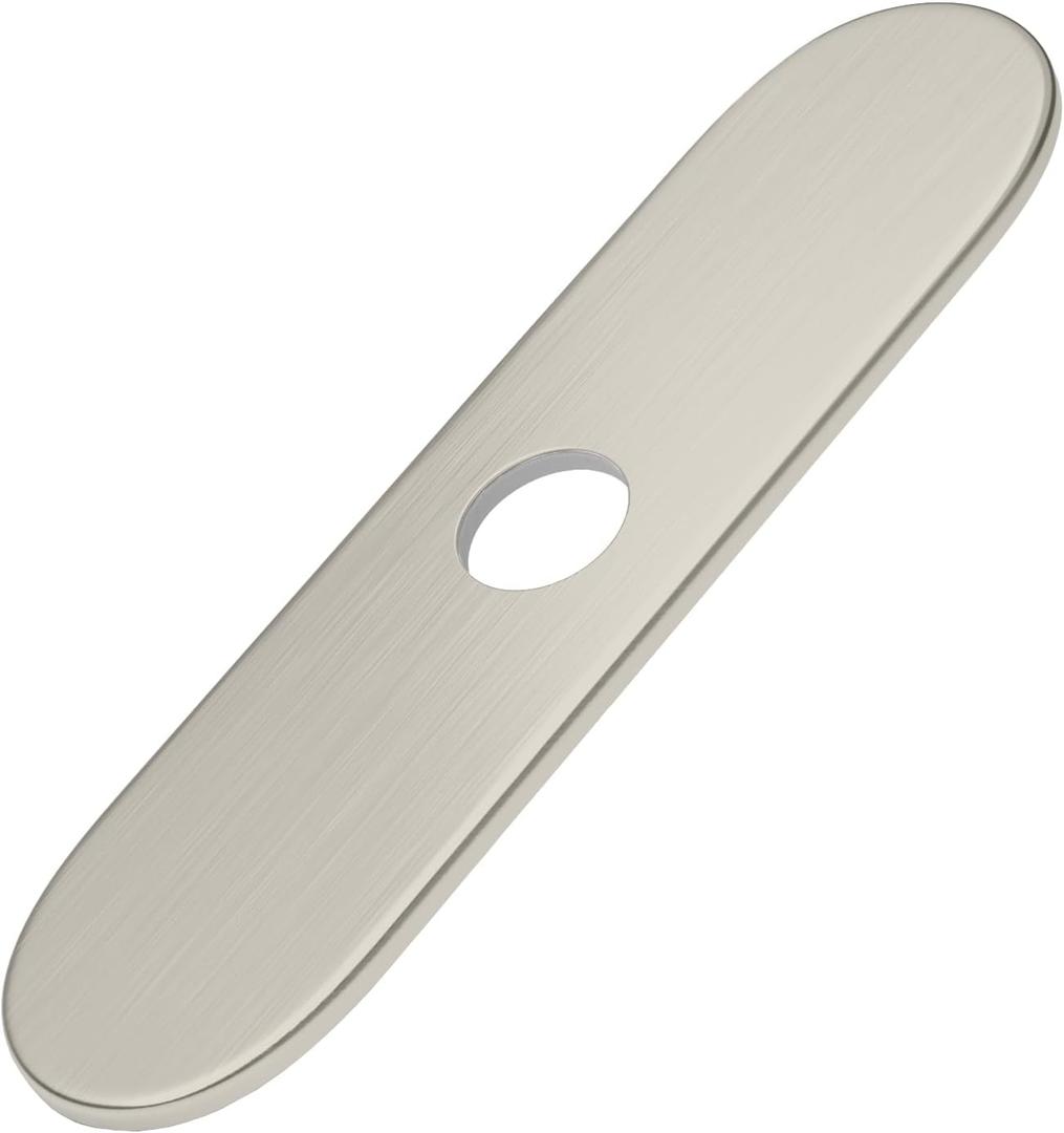 BWE 10 Inch Faucet Hole Cover Deck Plate, Brushed Nickel Sink Hole Cover for 1 or 3 Hole(8-Inch Center) Kitchen Bathroom Sink Faucet, Stainless Steel Escutcheon Plate