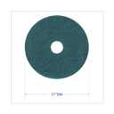 Boardwalk Heavy-Duty Scrubbing Floor Pads, 17" Diameter, Green, 5/Carton