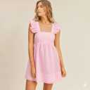 Elegant Ruffle Back Tie Dress Size S, Pink