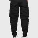 HOTake Men's Casual Cargo Pants Elastic Waist Drawstring Tapered Pants for Men Joggers Hiking Pants with Multi Pockets (Black). S Size