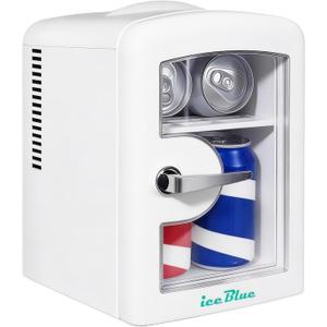 Iceblue Mini Fridge, Skincare Fridge with Viewing Window, 4 Liter /6 Cans Compact Mini Makeup Fridge for Beauty & Beverages, Tiny Fridge for Bedroom, Car, Office, Dorm, Gift (White)