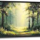 Large Green Forest Wall Art for Living Room Tree Pictures Sunshine Big Wall Decor Nature Landscape Canvas Print Oil Painting Home Framed Artwork Decoration Gifts for Bedroom Office 30"x60"