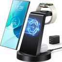 Wireless Charger for Samsung: 3 in 1 Wireless Charging Station for Samsung Galaxy Watch 7 6 5 4 3 Pro Classic Galaxy Buds - Charger Dock Stand for S25 S24 Ultra S23 S22 S21 Note Z Fold Android (Black)