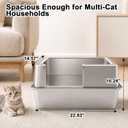 High Sided, XL Stainless Steel Cat Litter Box with Metal Lid, 10.24 inch Tall