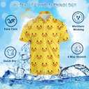 Mens Golf Polo Shirts - Hawaiian Print Golf Shirt for Men Quick-Dry Moisture Wicking Casual Breathable Polo Shirt (Yellow)