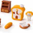 8-Piece Dollhouse Miniature Bakery Accessories, Resin Mini Bakery Shop Decor Set with Bread Shelf, Basket, Sign, Mini Food Display for Dollhouse Scenes and Desk Decor