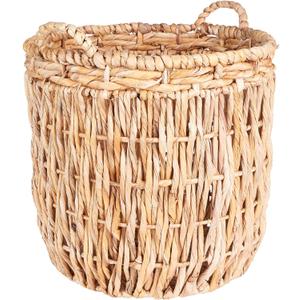 Household Essentials Brown Tall Round Wicker Storage Basket 19'' x 25'' (Natural Banana Leaf)