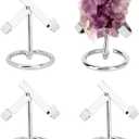 4 Pcs Crystal Rock Display Stand, Silver Stand for Display Self Standing Stands Holders, Crystal Display Stand for Crystals Stones Rocks Fossil Jewelry Ball Gemstone Collections Display