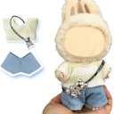 17cm Doll Clothes(NO Doll), Cute Dolls Outfit Accessories with Sweater + Denim Jeans + Pants, Small Kawaii Clothes Set for Dolls(Style 4)