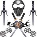 Ninja Toy Weapons Set with Backpack Case Swords Katana Throwing Discs Mask for Kids Role Play Costume Accessories