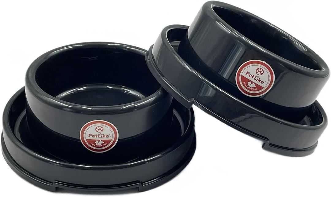 PetLike Ants Away Dog Bowls Pet Food Bowls, No Spill Cat Food Bowl Water Food Feeder Pet Dishes for Cat Puppies Small Medium Dogs (2 Pack, Black)