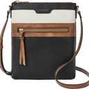 CHOLISS Crossbody Bags for Women, Purses for Women Handbags with Vegan Leather, Travel Purse Over Shoulder Bag (Small - Black With Brown & White)