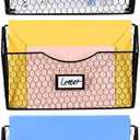 PAG 3 Pockets Hanging File Holder Wall Mount Mail Organizer Metal Chicken Wire Magazine Rack with Tag Slot, Black