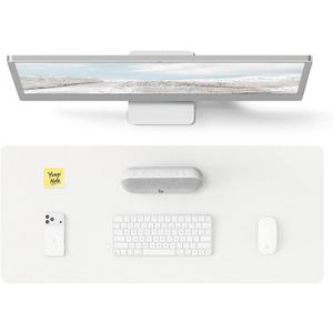 YSAGi Leather Desk Protector, Office Mat, Large Mouse Mat, Non-Slip PU Leather Blotter, Laptop Desk, Waterproof Writing Pad for Office and Home (White, 23.6" x 13.8")