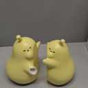 Hug Pear Decorative Bookends, Cute Book Ends to Hold Books, Creative Ceramic Book Holder Stopper for Home, Office Desk, Bookshelf Decoration (Matte Yellow)