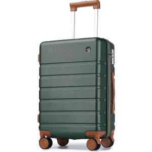 Hulsin Carry on Luggage Suitcase, 22x14x9 Airline Approved 20 Inch Hardside Carry-on Luggage with Spinner Wheels, Hard Shell Luggage with TSA Lock, Hard Case Small Travel Suitcase (Green, 20-Inch)