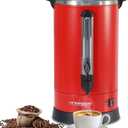 HOMOKUS Commercial Coffee Urn,120 Cup Commercial Coffee Maker,18L Double Wall Stainless Steel Large Hot Coffee Dispenser Hot Water Urn,1500W Quick Brew Electric Coffee Percolator (Red)