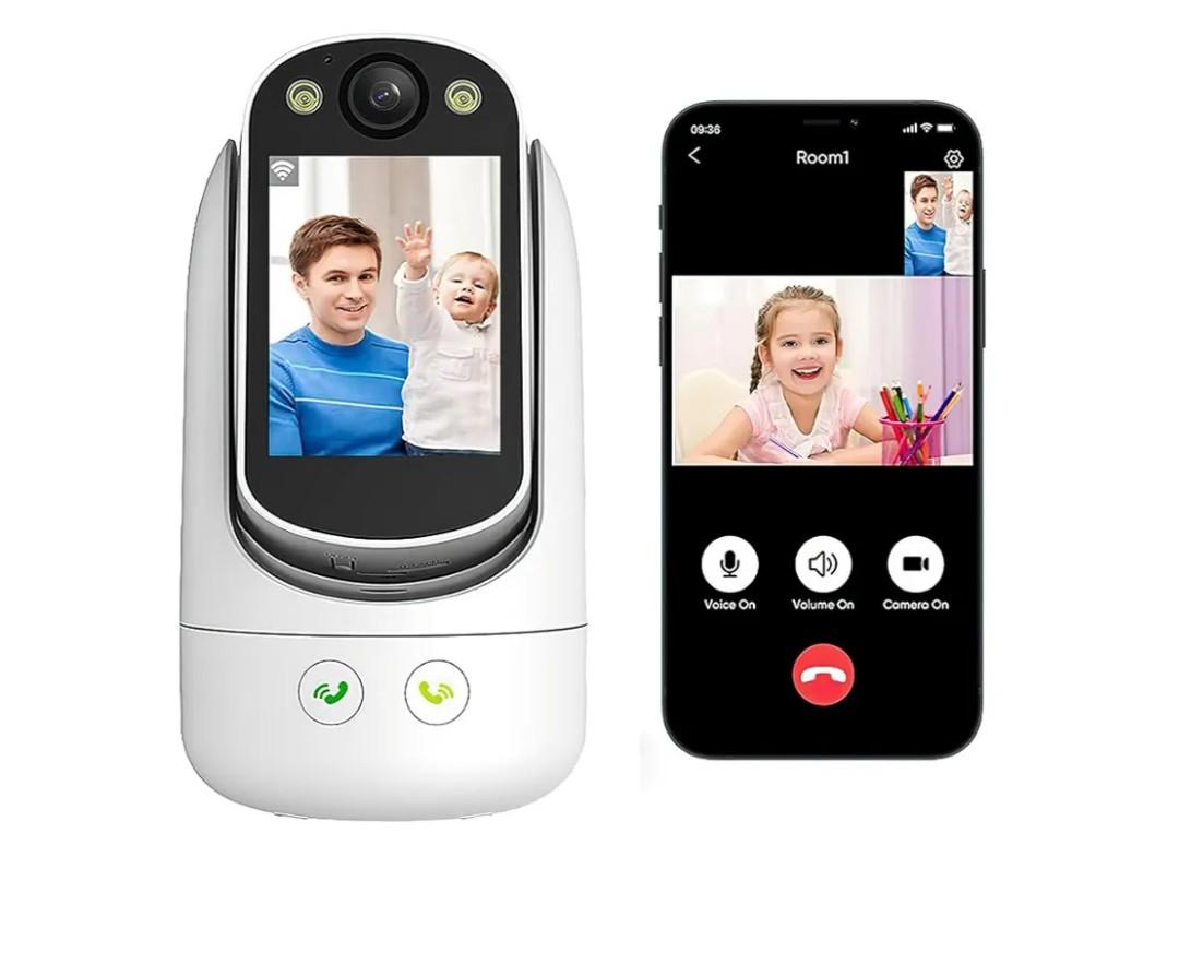 Video Call Security Camera Indoor, Nanny Camera Baby Camera Pet Camera,2-Way Video Call,2-Way Audio, 360°Pan/Tilt WiFi Camera for Home Security, Motion Tracking, 1080P 2.8 inch HD Screen,Night Vision
