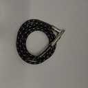 GLS Audio Instrument Cable - Amp Cord for Bass & Electric Guitar - Straight to Right Angle 1/4 Inch Instrument Cable - Black/Grey Braided Tweed, 6 Ft